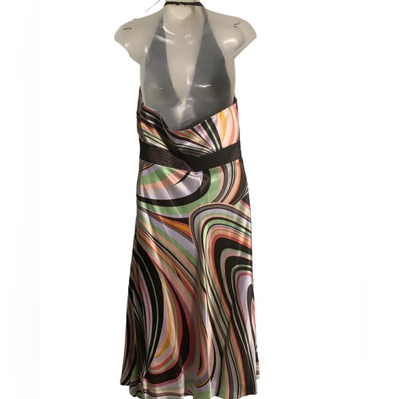 Laundry by Shelli Segal Women's Halter Silk Zip Side Midi Slip Dress Sz 10 - Picture 3 of 8